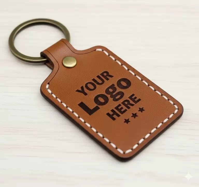 stitched-leatherette-keychain-with-custom-logo-engraving