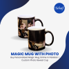 Heat-sensitive personalized magic mug revealing custom photo with hot tea
