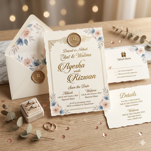 Personalized Shadi card design for Pakistani wedding in Pakistan