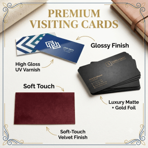 Premium multi-finish custom business cards stack mockup