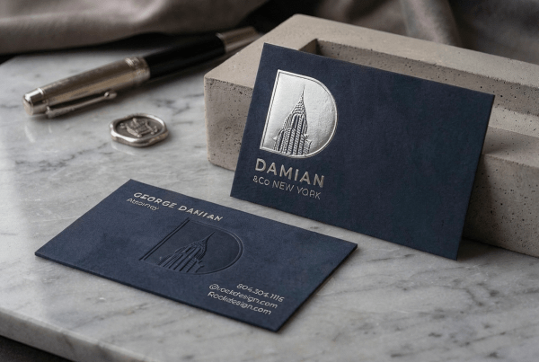 Metallic Silver, Deep Navy visiting card