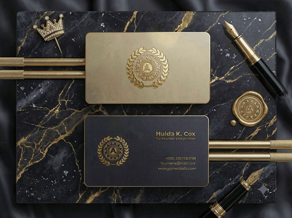 Metallic Gold, Midnight Black visiting card