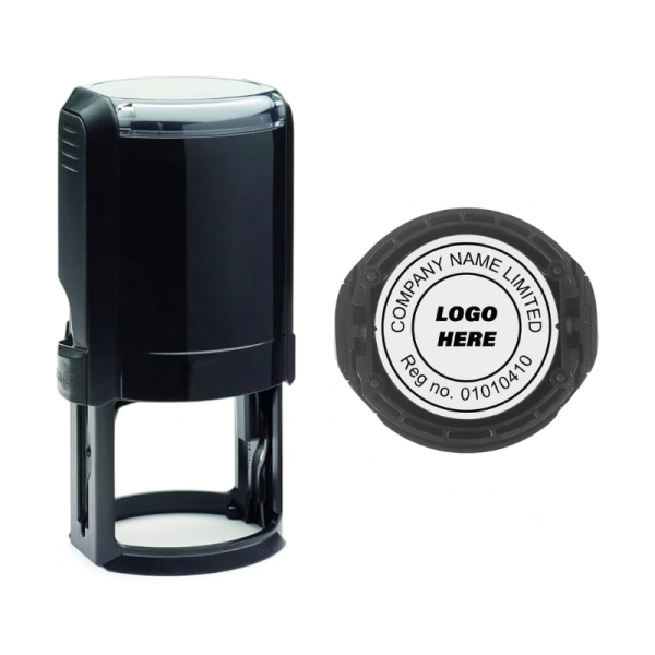 round self-inking business stamp
