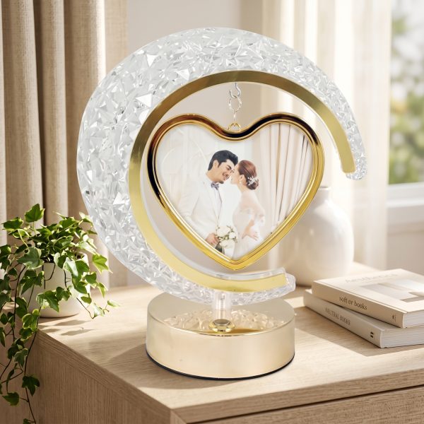 Customized LED Crystal Moon Lamp with Heart Photo Frame