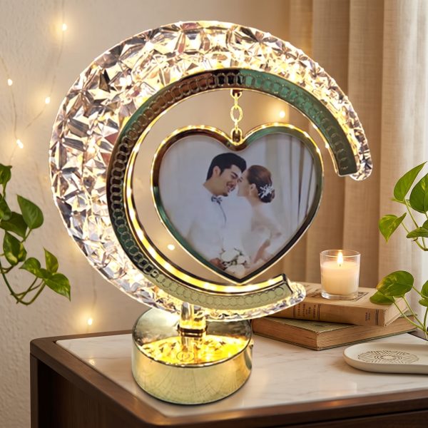 Customized LED Crystal Moon Lamp with Heart Photo Frame